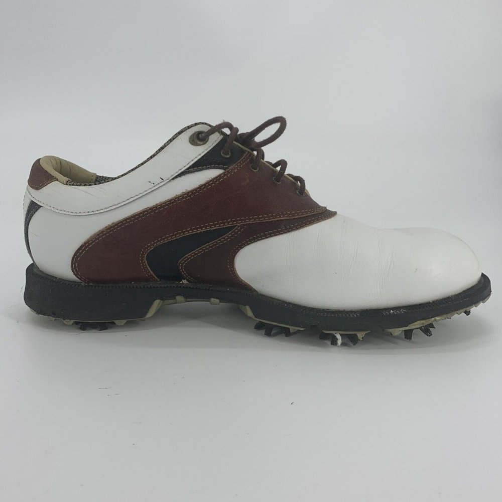 Men's ETONIC DIFFERENCE Leather White/Brown/Black Wave Saddle Golf Shoes Size 9W